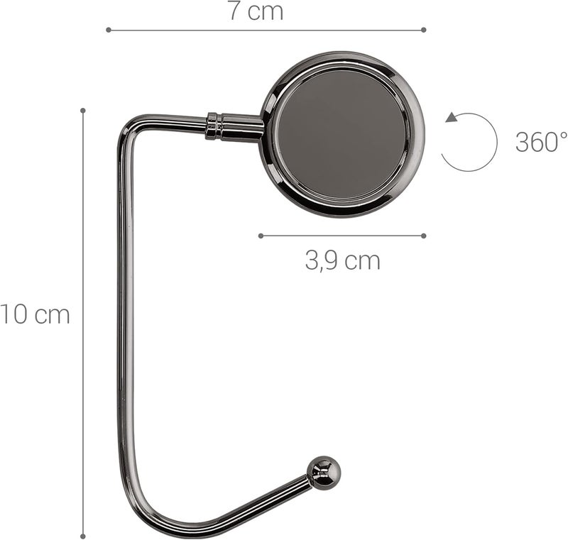 kwmobile Purse Hooks for Table - Set of 2 Metal Handbag Hook Holder Hand Bag Hanger for Tables, Desks, Work, Restaurants - Black - Image 4